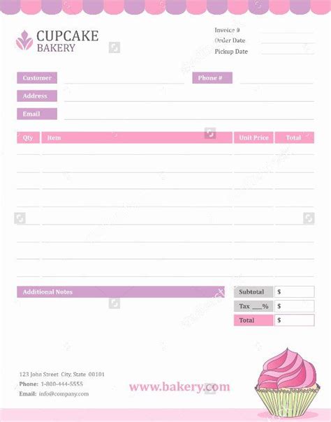 Free Bakery Invoice Template Word Web Spreadsheet Ai Tools Bakery