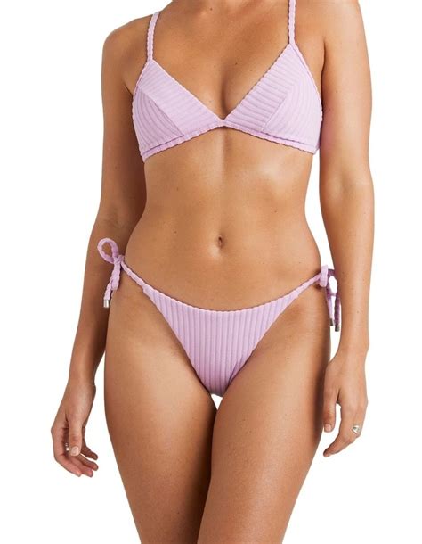 Billabong Terry Rib Tie Side Hike Bikini Bottoms In Purple Myer