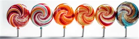 Premium AI Image | A row of lollipops with red, orange, and white stripes