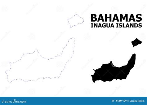 Vector Contour Dotted Map Of Inagua Islands With Caption Stock Vector