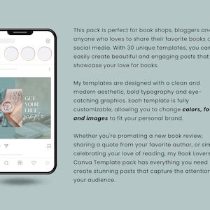 Book Lovers Instagram Post Template Book Aesthetic Feed Bookish Ideas