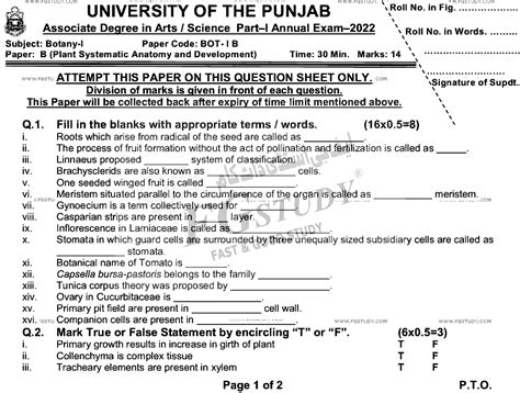 Bsc Part Botany Plant Systematics Anatomy And Development Past