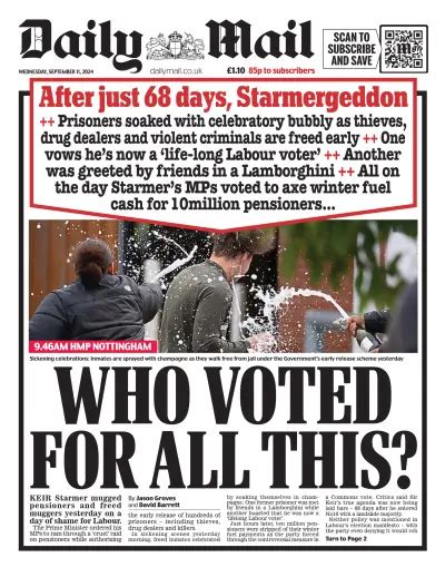 Daily Mail (UK) Front Page for Friday, 28 September 2018 | Paperboy ...