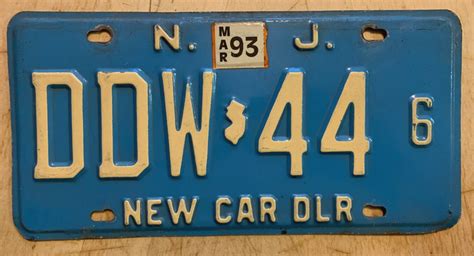 New Jersey New Car Auto Dealer Dlr License Plate Ddw Nj