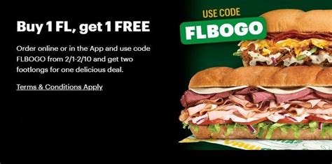 Footlong Bogo At Subway Use Code Flbogo When Ordering Online Or In The