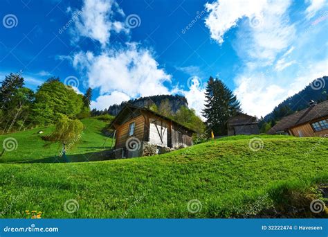 Swiss chalet at Alps stock photo. Image of scenery, alps - 32222474