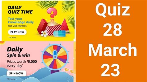 Daily Amazon Quiz Time Daily Spin And Win Quiz 28 March 23 YouTube