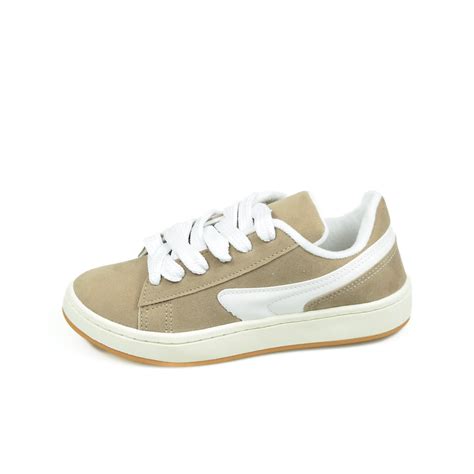 Tênis Detalhe em Recortes NUDE BRANCO