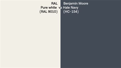 RAL Pure White RAL 9010 Vs Benjamin Moore Hale Navy HC 154 Side By