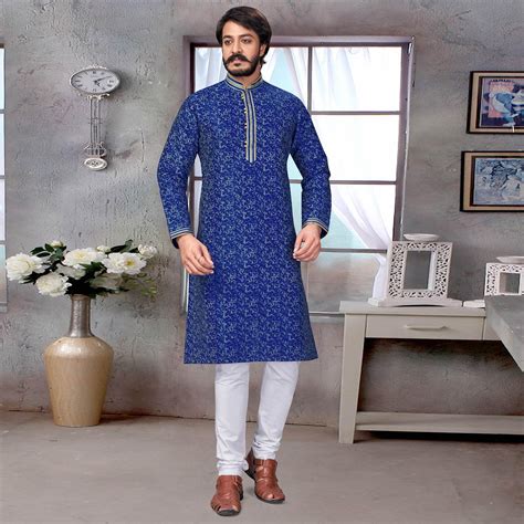 Green Printed Jacquard Kurta Pyjama Set