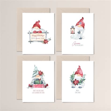 Gnome for the Holidays Christmas Cards Set of 4 Gnome Holiday Cards ...