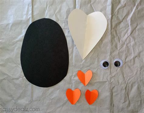 Paper Heart Penguin Craft For Kids