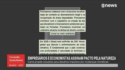 Empresários e economistas assinam pacto pela natureza Economia G1