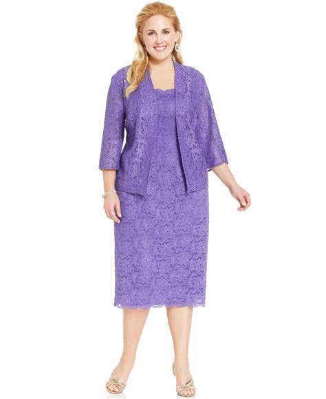 Alex Evenings Plus Size Sequin Lace Dress And Jacket In Violet Purple Lyst