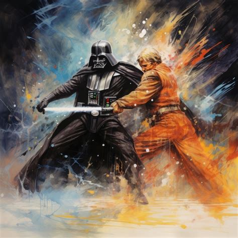 Premium Photo Water Painting Masterpiece Epic Battle Of Darth Vader