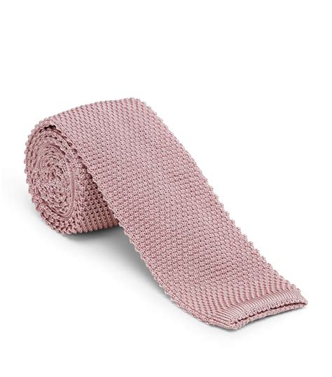 Mens Brunello Cucinelli Pink Silk Knitted Tie Harrods Countrycode