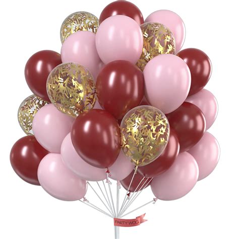 Buy Partywoo Pink Gold And Burdy Balloons Pcs Burdy Balloons Baby