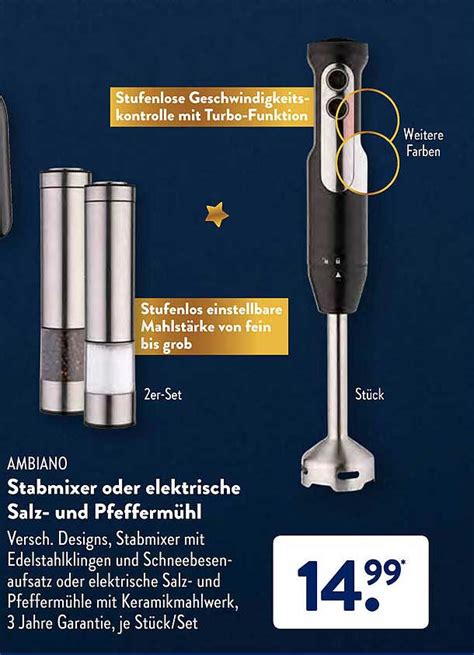 Ambiano Stabmixer Oder Elektrische Salz Und Pfeffermühl Angebot bei