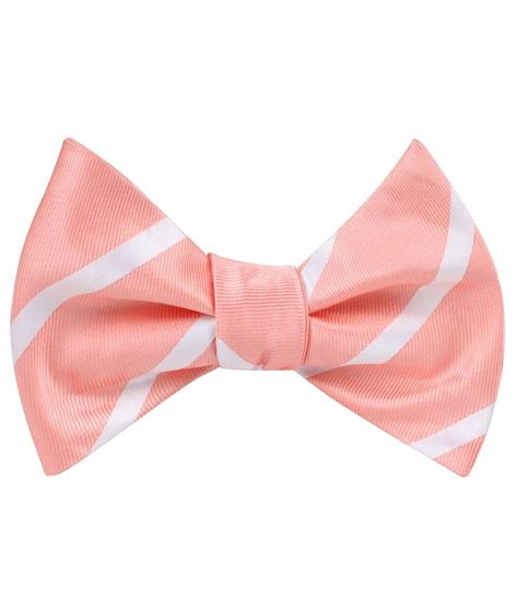 Peach Striped Self Bow Tie Bellini Pink Wedding Self Tied Bowtie Man