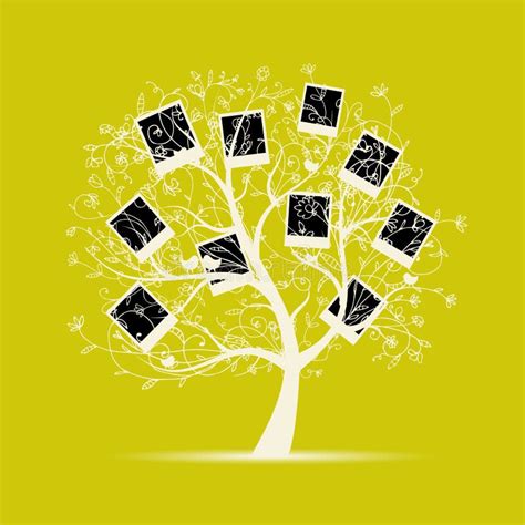 El Diseño Del árbol De Familia Inserta Sus Fotos En Marcos Ilustración