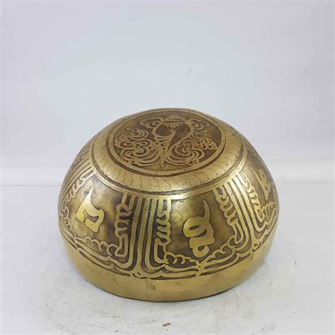 Bronze Hand Beaten Etched And Carved Bowls With Om Mani Padme Hum At