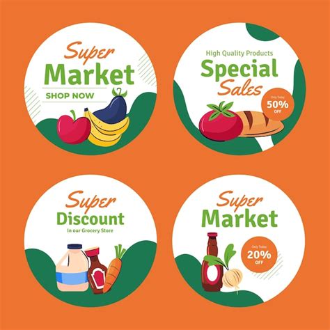 Free Vector | Grocery store labels template