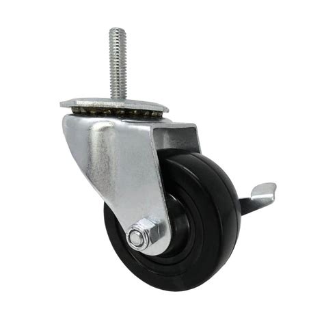 Shepherd 3 In Black Soft Rubber And Steel Swivel Threaded Stem Caster