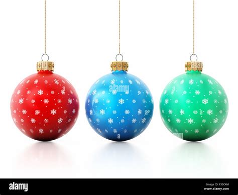 Hanging Christmas Baubles Isolated On White Background Stock Photo Alamy