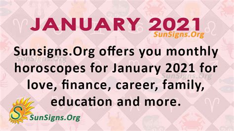 January 2021 Horoscope Predictions For All - SunSigns.Org