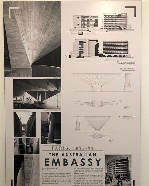 an advertisement for the australian embassy in black and white with ...