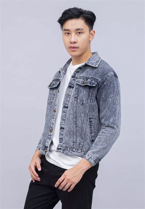 Jual House Of Cuff Houseofcuff Jaket Jeans Pria Polos Tebal Denim Abu