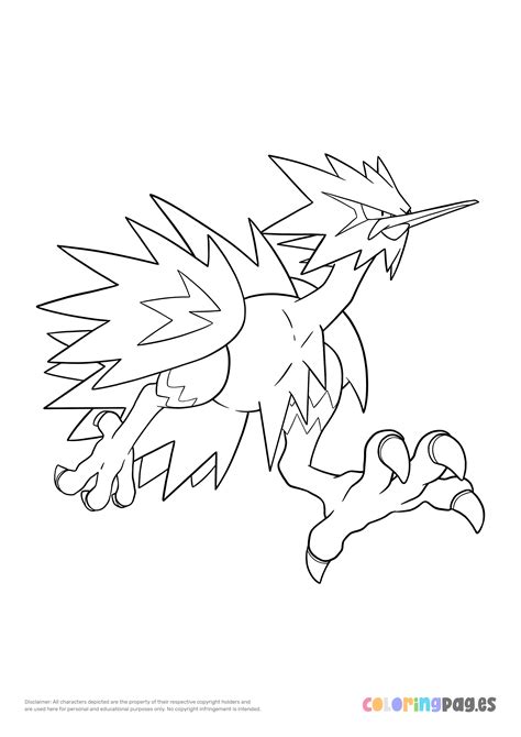 Pokémon Galarian Zapdos coloring page