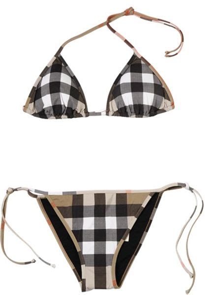 Burberry Brit Check Printed Lycra Bikini In Gray CHECK Lyst