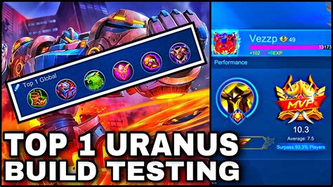 URANUS TOP 1 GLOBAL BUILD I GOT MVP IN SOLO RANK MLBB YouTube