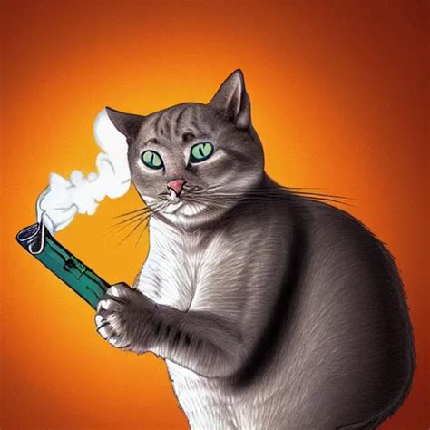 An Anthropomorphic Cat Smoking A Fat Joint Stunning Stable Diffusion