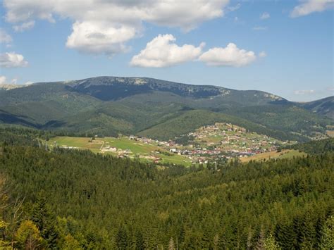 Premium Photo Summer View Of Mountain Ski Resort With Houses And