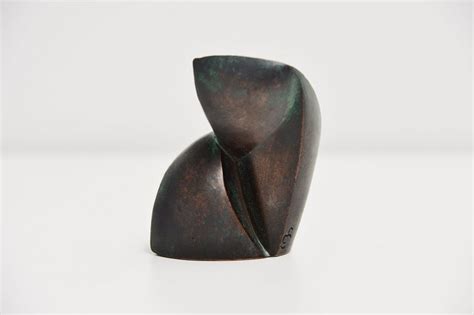 Bronze abstract modern cat sculpture Holland 1980 – Mid Mod Design