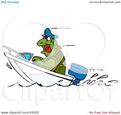 Clipart Illustration of a Sea Turtle Driving a Boat by Dennis Holmes ...