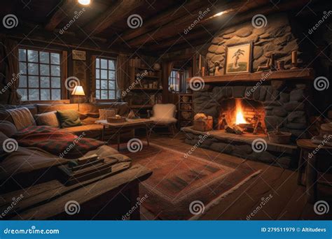 Cozy Cabin Retreat With Roaring Fireplace And Warm Blankets For Cozy