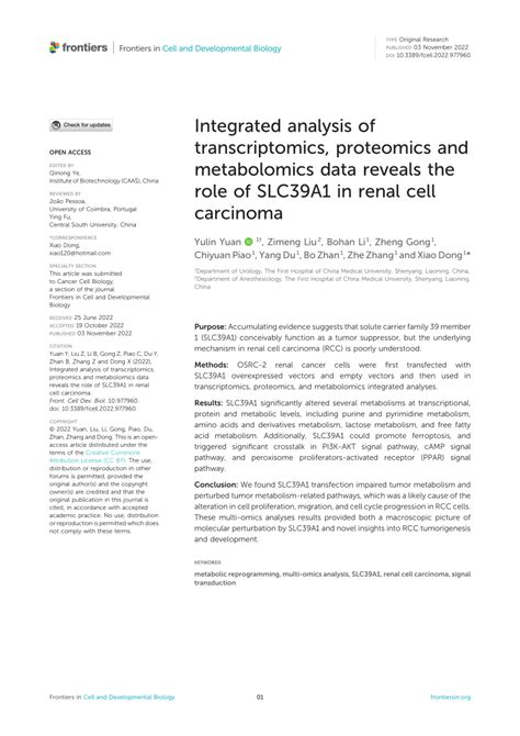 Pdf Integrated Analysis Of Transcriptomics Proteomics And