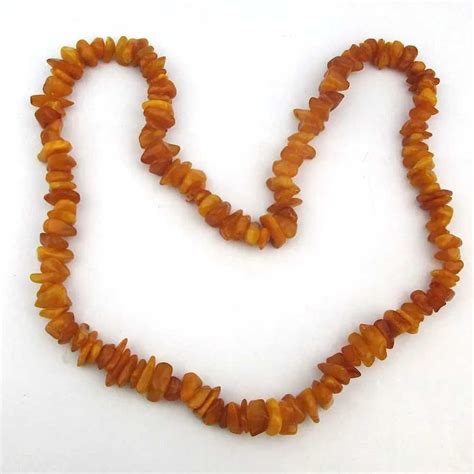 Genuine Amber Bead Necklace Egg Yolk To Butterscotch Gem