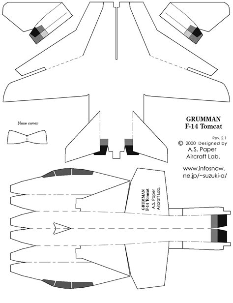 Cut Fold and Fly By Paper Aircraft Lab F14 Avião de papel