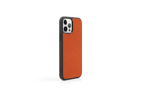 Magsafe Iphone 12 Pro Cover In Leather Orange Granulated Leather