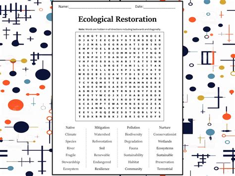 Ecological Restoration Word Search Puzzle Worksheet Activity Teaching