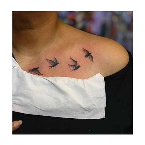 Flying Birds Tattoo On Collarbone Birds Flying Tattoo Birds Tattoo