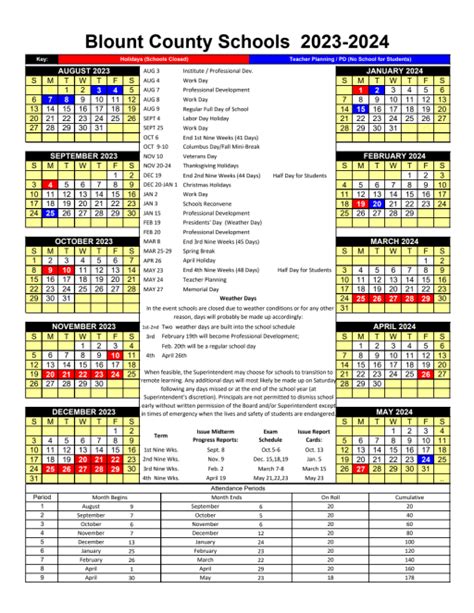 Printable 2024 2025 Blount County School Calendar Personalized Calendar 2024