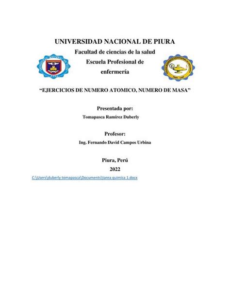 Ejercicio de número atómico numero de masa Duberly alfonso