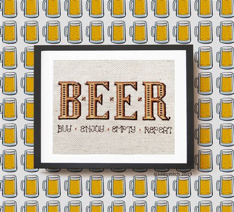 Beer Beer Themed Cross Stitch Pattern Pdf Dad Men Father Etsy