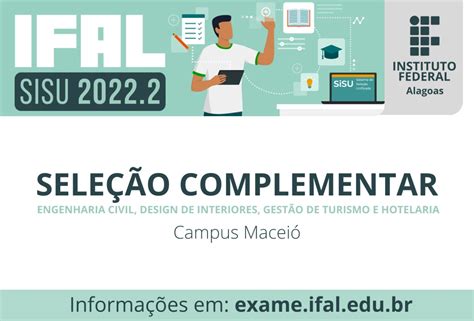 Ifal Macei Oferta Vagas Para Cursos Superiores Em Sele O