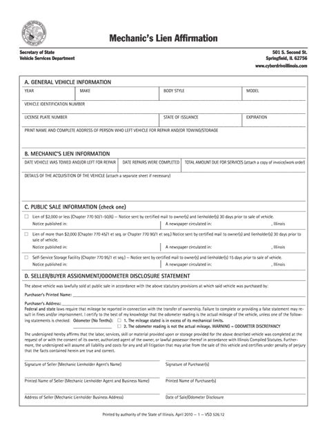 Printable Mechanics Lein Waiver Form Printable Forms Free Online